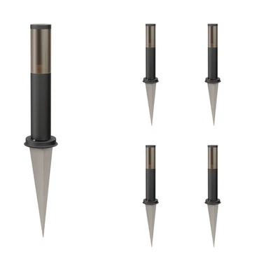 Pollerleuchte PORU schwarz mit Erdspieß für außen, Rauchoptik, E27 Fassung - Bild 1 von 4