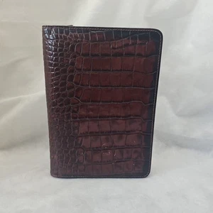 Organizador planificador vintage Bosca Crocco cuero de becerro en relieve dirección cremallera alrededor  - Imagen 1 de 22