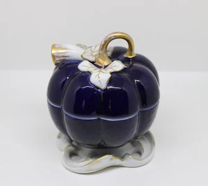 Mottahedeh Vista Alegre Portugal Kobaltblau Porzellan Kürbis Schmuckstück mit Deckel - Bild 1 von 7