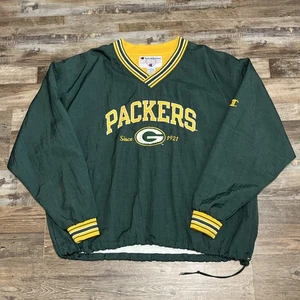 Vtg Green Bay Packers Jacket Size XXL Lined Windbreaker Pullover NFL Champion - Picture 1 of 9