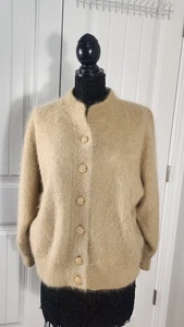 Vintage hellbraune Angora Knopf flauschige Radzoli flauschige Strickjacke Gr. M-L kuscheliger Pullover - Bild 1 von 6