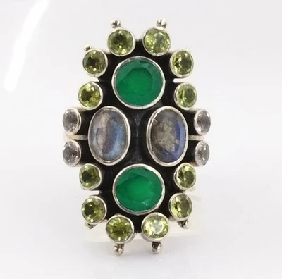 Nicky Butler Sterling Silver Moonstone Multi Color Gemstone Ring Size 7 FZZ - Image 1 of 4