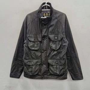 Barbour New Utility Wax Waterproof Black Biker Motorcycle Jacket Coat Medium #2 - Picture 1 of 11