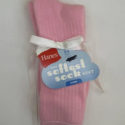 Calcetines Hanes "Softest Sock Ever" Crew 5-9 Rosa Acrílico Nuevos con Etiquetas Para Mujer Foto 1 de 4