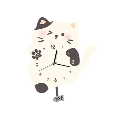 Reloj de Pared Gato Reloj Decorativo Escuela Baño Sala Granja Hotel Foto 1 de 4