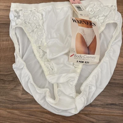 Vintage New Warner’s Body Cremes Hipster Panty White Size 8 Lace New With Tags - Image 1 of 4