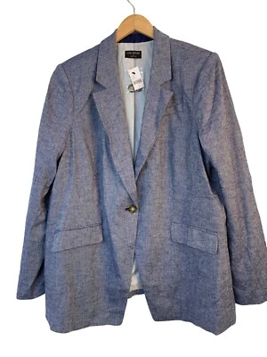 Blazer Lane Bryant Feminino Mescla de Linho Azul Tamanho 24 Plus Algemável Novo com etiquetas 8697 - Imagem 1 de 4