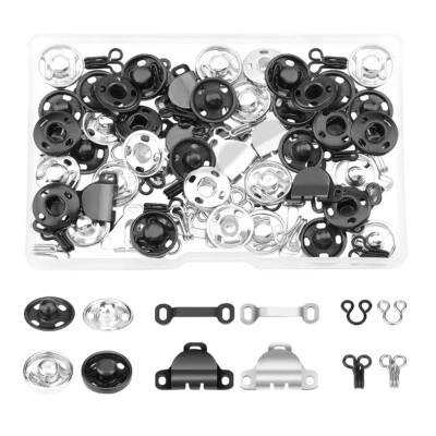 50 Paar Verschluss Druckknopf Haken und Ösen Nähen Verschlüsse Set Tool Kit - Bild 1 von 4