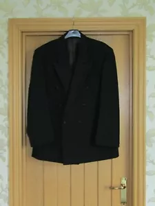 Black evening formal dinner jacket double breasted satin lapels/buttons 40S - Picture 1 of 8