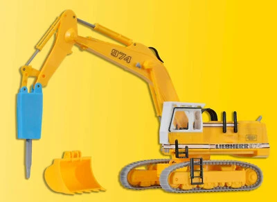 Kibri 11271 LIEBHERR 974 Con Martello Demolitore E Gabbia Di Protezione, Kit, H0 - Immagine 1 di 2