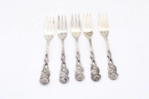 5x Hildesheimer Rose versilbert Kuchengabeln Gabeln Gabel Besteck Ø 14 cm - Bild 1 von 4