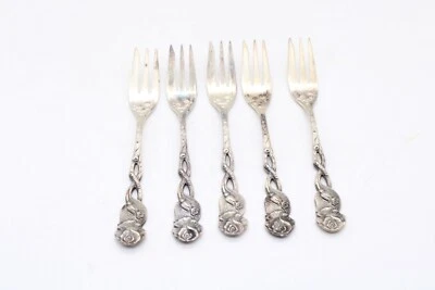 5x Hildesheimer Rose versilbert Kuchengabeln Gabeln Gabel Besteck Ø 14 cm - Bild 1 von 4