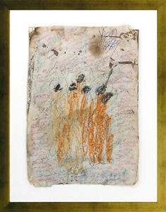 PURVIS YOUNG "GATHERING" | SIGNED ORIGINAL MIXED MEDIA ON PAPER | 17X14" FRAMED - Picture 1 of 4