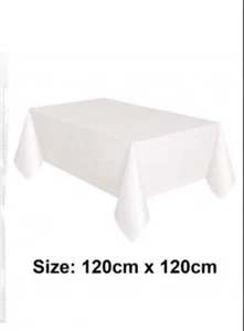 2 X Table covers Rectangular White Table Cloth 120 X 120 cm Disposable Covers - Picture 1 of 4