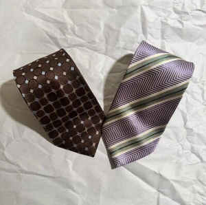 Lot of 2 Vintage Henry Jacobson Men’s Silk Ties Geometric 3.75-4” x 57-59” (7) - Picture 1 of 15