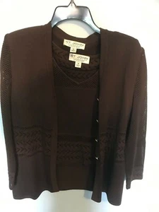 St John Brown 2 Piece Button Cardigan and Short Sleeve Top - Size XS - Picture 1 of 10