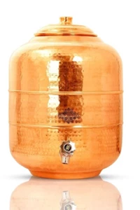 Olla de agua de cobre puro diseño martillado, dispensador, tanque con grifo de latón - 7 litros - Imagen 1 de 5