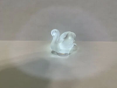 New Vtg Lalique Crystal Cygne Swan Figurine Seal Signed Glass Statuette France - Image 1 of 4