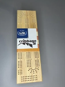 WE Games 3 Player Wooden Cribbage Board Set with storage, Natural Wood - Picture 1 of 4