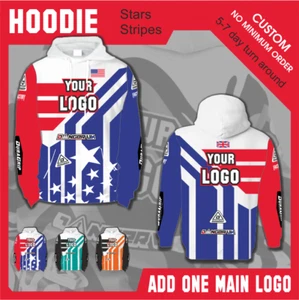 Hoodie custom printed MX Hoodie your logo applied your colour Stars Stripes - Picture 1 of 1