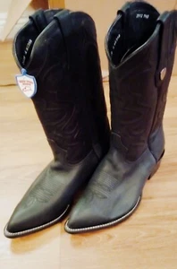 Wild West Mens Handcrafted Grisly J Toe Genuine Leather Cowboy Boots Size 10 - Picture 1 of 13