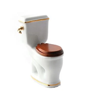 REUTTERS OF GERMANY Puppenhaus Weiß & Gold Porzellan Wc Reutter Miniatur Badezimmer Möbel