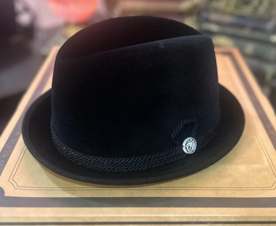 VINTAGE STETSON FEDORA— MINT!  Size 7 Fedora-Black Bavarian Hat In Original Box! - Image 1 of 4
