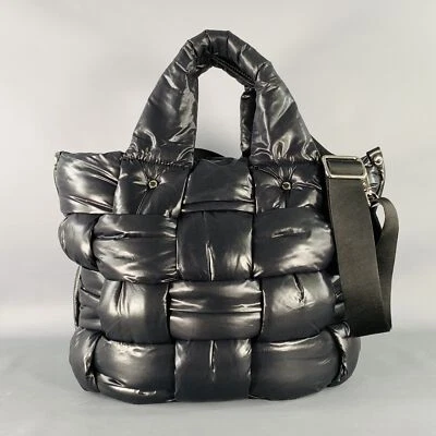 ROBERTA GANDOLFI Large Black Puffy Quilted Nylon Woven Tote Handbag - Image 1 of 4