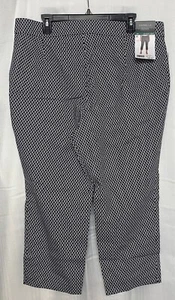 Rafaella Women's Stretch Capri with Pockets 18 Black/White Diamonds - Picture 1 of 7
