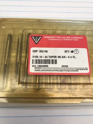 7 pcs.  10-24 GH3 HS 4 FLUTE TAPER TAPS. VERMONT USA (loc L12) - Image 1 of 2
