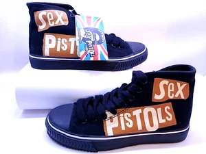 Draven Sex Pistols High Top Black Punk Shoes Size 4 (Ero 36) - Picture 1 of 8