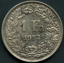 1952 Switzerland 1 Franc Silver Coin (5 Grams .835)