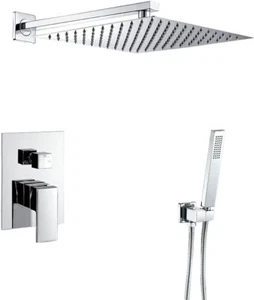 VALAZ Shower System Set Chrome Wall Mounted – 25cm Stainless Steel Hand Showe... - Picture 1 of 4