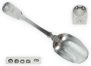 Antique Georgian 1817 Sterling Silver Dessert Spoon Fiddle & Shell Thomas Dicks - Picture 1 of 8