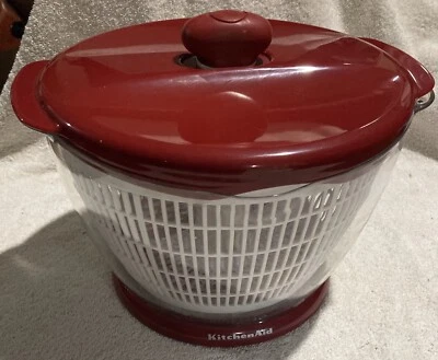 Kitchen Aid Salad Spinner w/3 Dividers/Lid/Red/Colander/Serving Storage Bowl - Image 1 of 4