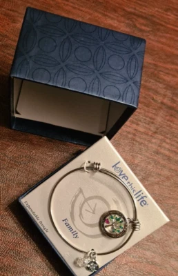 Brazalete Brazalete Ampliable Corazón Familia Love This Life 3 Dijes Nuevo Foto 1 de 4