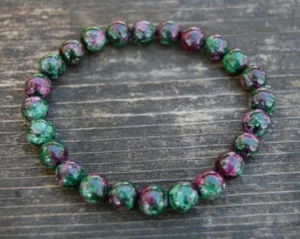 Natural AA Ruby in Zoisite 8MM Beads Crystal Energy Protection Stretchy Bracelet - Picture 1 of 5