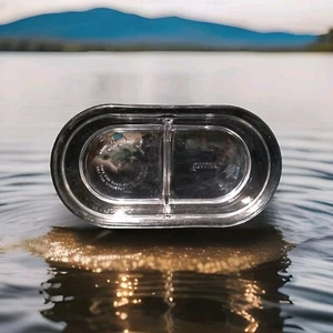 PYREX Piatto ovale diviso in vetro trasparente 2 tazze #8300 sicuro per microonde e forno 8,75"L - Foto 1 di 4