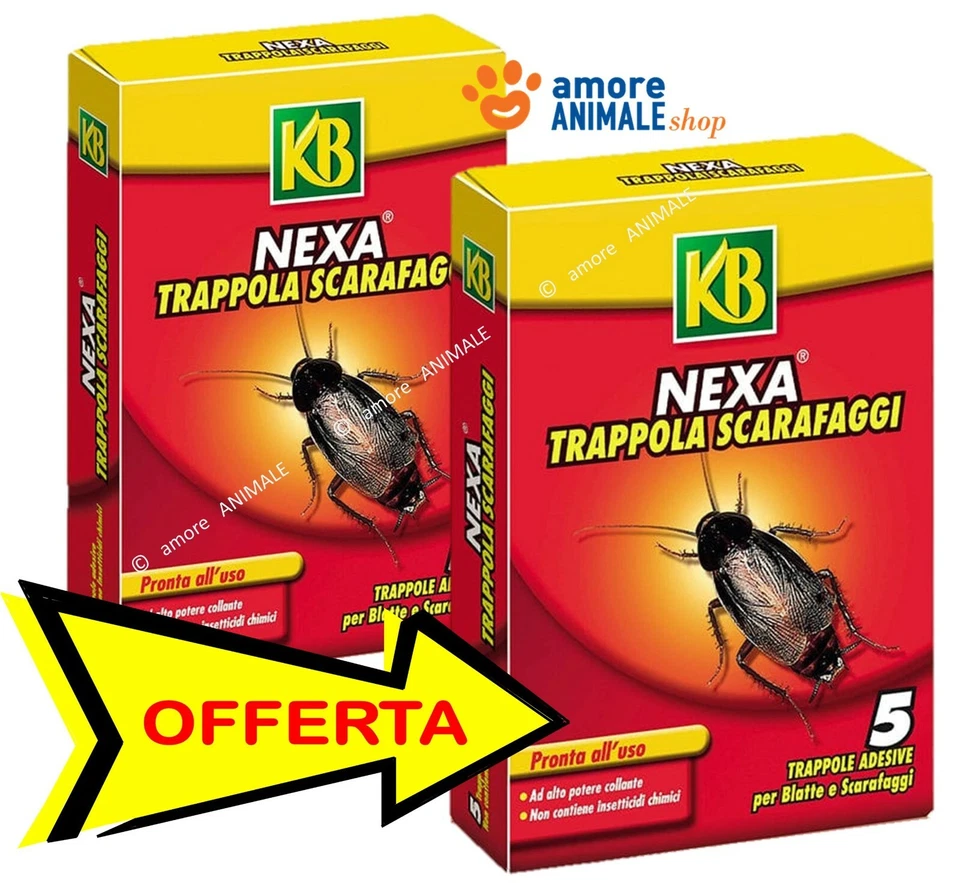 KB Nexa TRAPPOLA per SCARAFAGGI e Blatte → 5 pezzi - Trappole adesive con Colla
