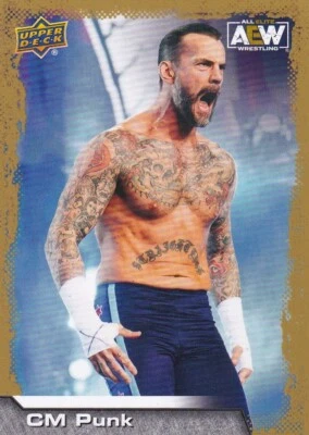 Tarjeta coleccionable CM Punk 2022 AEW Pro Wrestling Upper Deck #15 Gold Wrestler WWE Foto 1 de 3