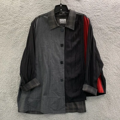 CAROLE TOMKINS блузка женщин размер 2 2 X верхняя большая рубашка вискоза черный серый - Изображение 1 из 4