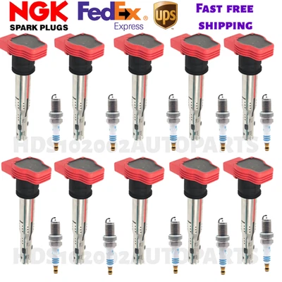 Bobina de encendido de antorcha 10X bujías platino para Audi R8 S6 S8 5,2 L V10 UF529 Foto 1 de 4