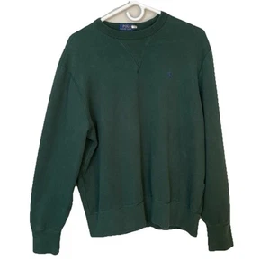 Polo Ralph Lauren Herren L Grün Rundhals Pullover Fleece Sweatshirt Blau Pony - Bild 1 von 13