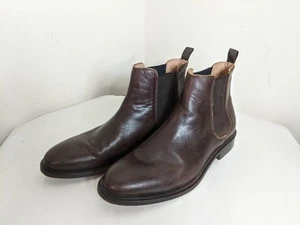 Reiss Chelsea Boots Dark Brown UK 11 45 Leather Made in Italy - Picture 1 of 6