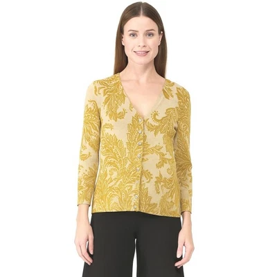 限量花卉印花纽扣开衫毛衣 3/4 袖 Academia 55-13 — 第 1/4 张图片