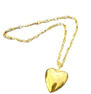 Handmade Large Gold Filled Puffy Heart Pendant Necklace , Dainty Necklace, New - Picture 1 of 4