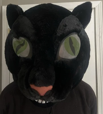 Disfraz de mascota cabeza de saludador grande Dan Dee Maskimals - gato pantera negra Foto 1 de 3