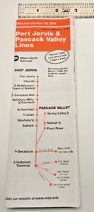 MTA Metro-North Railroad Timetable 10/28/2007 - Port Jarvis & Pasack Valley Line - Picture 1 of 1