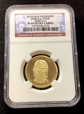 2009 S 1$ James K Polk! Eleventh President! NGC PF 69 Ultra Cameo! ENN Coins - Image 1 of 2