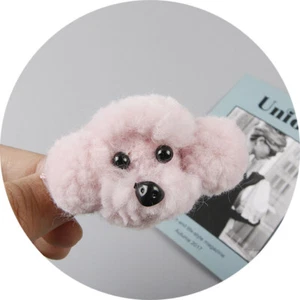 Children's Cute Plush Pompom Soft Pink Dog hair clips/Barrette/Headwear Handmade - Picture 1 of 2